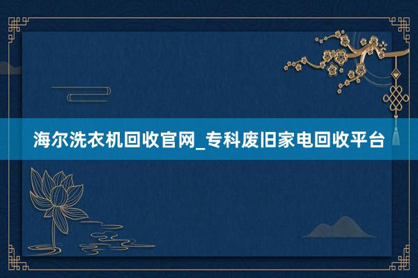 海尔洗衣机回收官网_专科废旧家电回收平台