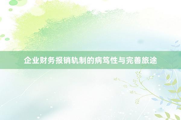 企业财务报销轨制的病笃性与完善旅途